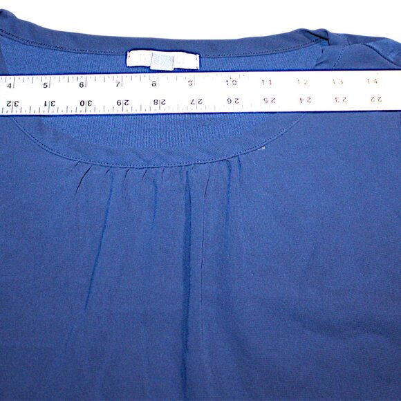 Roz & Ali XL Solid Navy Blue Sleeveless Blouse Pleated Neck Career Plus Size - Picture 9 of 9